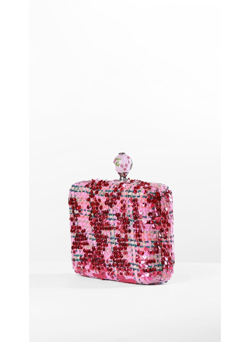 كيفيلي حقيبة سهرة بلون وردي مزهر - Image 2